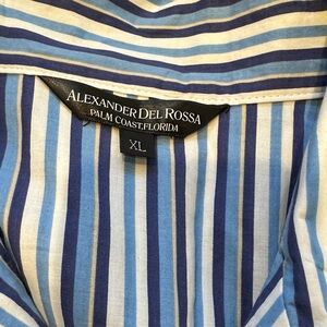 NWOT Men’s Alexander Del Rossa Blue /Navy/White Striped LS 2pc PJ’s XL (pockets)
